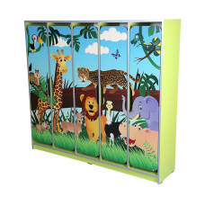 Шкаф детский для раздевалки пятиместный Сафари