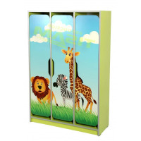 Шкаф детский для раздевалки трехместный Сафари