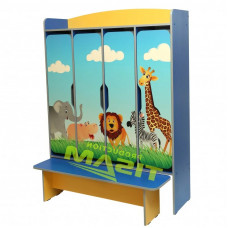 Шкаф детский для раздевалки четырехместный Сафари