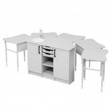 Комплект мебели для химии: тумба с мойкой и 5 столов